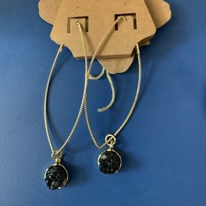 Black and gold druzy earrings
